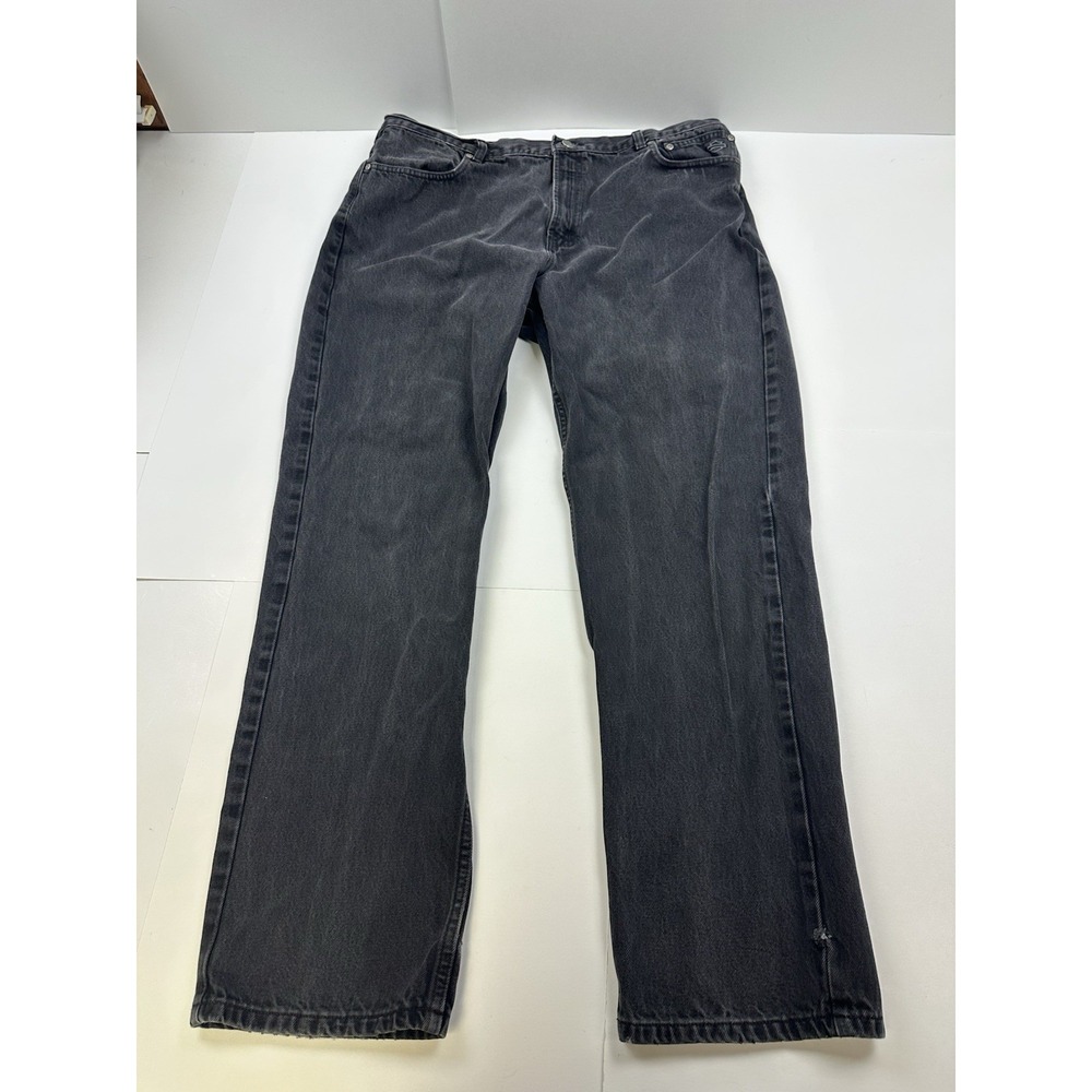 Harley Davidson Jeans Men Size 40x32 Black Denim Flat Front Straight Leg Vintage